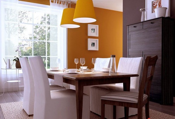 Colore arancione per la sala da pranzo Colori pareti sala da pranzo