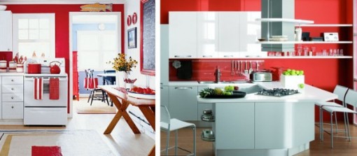 Cucina in bianco e rosso 2
