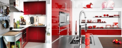 Cucina in bianco e rosso 3