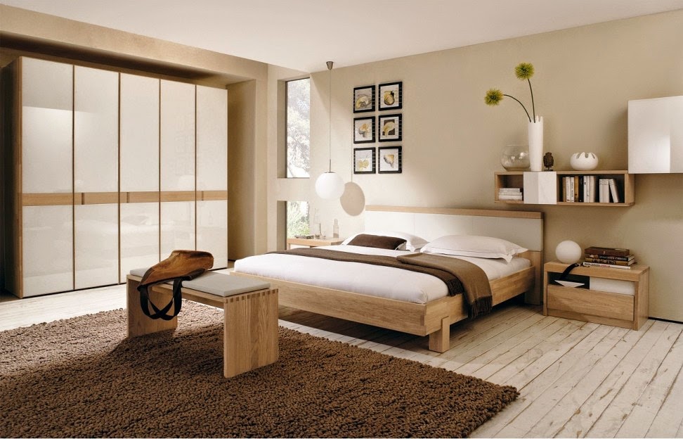 Camera da letto con pareti beige