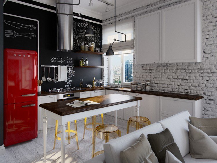 Cucine moderne modelli con tocchi di colori vivaci Cucina vintage moderna